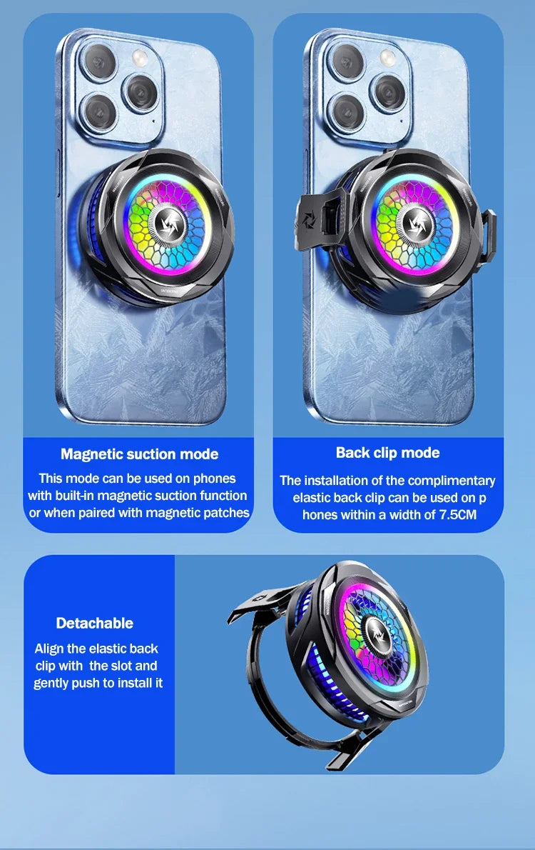 15W High Power Magnetic/ Back-clip 2 in 1 Semiconductor Freezable Ice Cooling Radiator SL25 Mobile Phone Summer PUBG Game Cooler