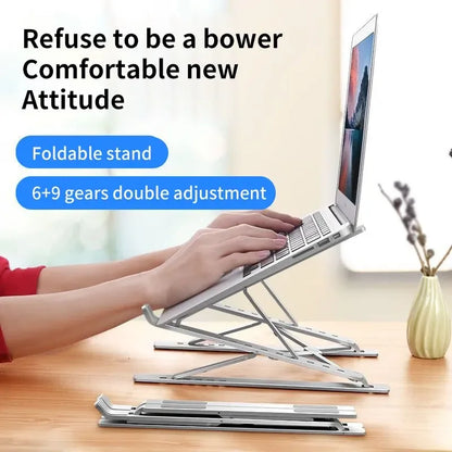 Adjustable Laptop Stand Aluminum For Macbook Levels Double Folding Computer PC Tablet Stand Notebook Pad Holder Heat Dissipation