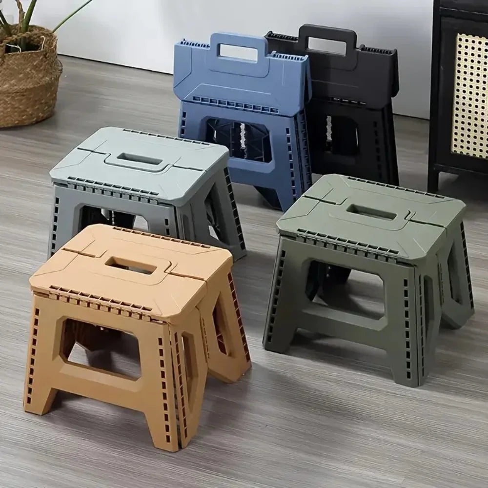 Folding Step Stool Strong Load-bearing Heavy-Duty Chair Travel Use Compact Collapsible Chair with Handle Camping Supplies