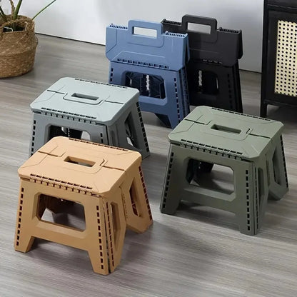Folding Step Stool Strong Load-bearing Heavy-Duty Chair Travel Use Compact Collapsible Chair with Handle Camping Supplies