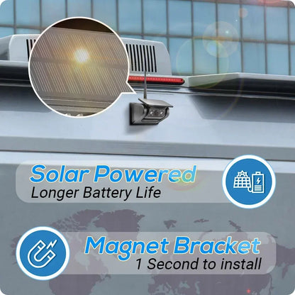 WiFi Wireless  Solar Backup Camera Magnetic BaseAI Blind Spot Alarm Backup for IPhone Android Bus Van Truck RV Front Rear View