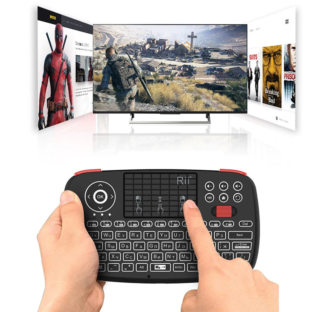 Rii i4 Mini Bluetooth Wireless Keyboard With Touchpad 2.4GHz Backlit Mouse Remote Control For Windows Android TV Box Smart TV