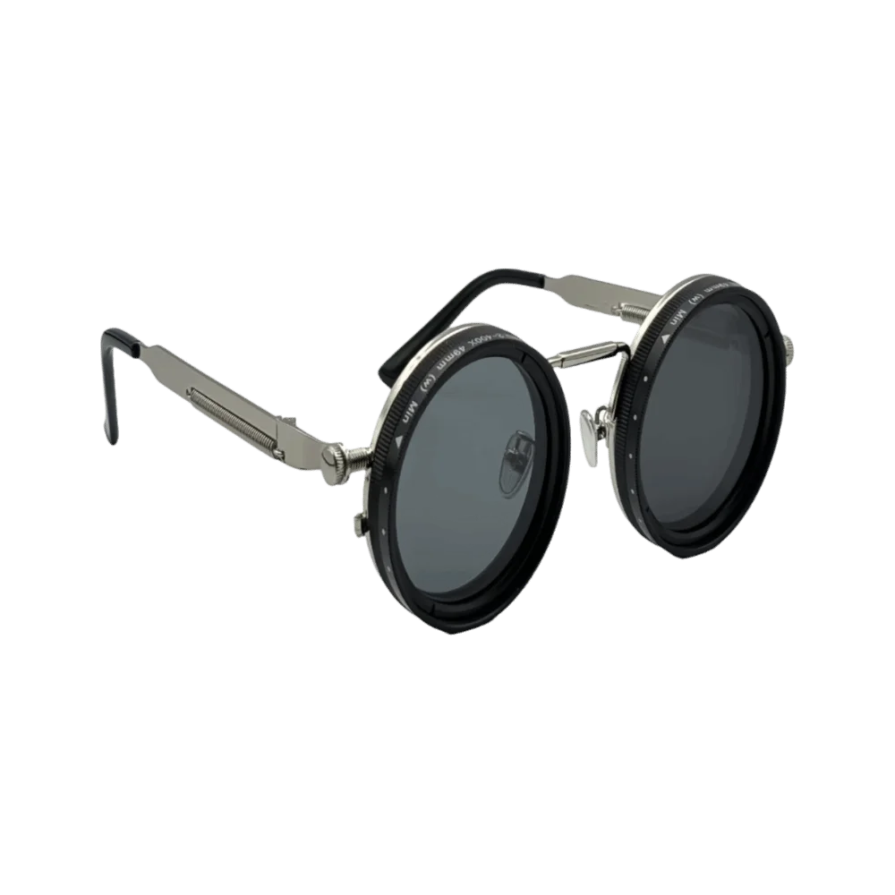 Round Frame Fishing Sunglasses Anti UV Protection Manual Rotating Adjustable Dimming Glasses TAC Metal ND Filter Sunglasses