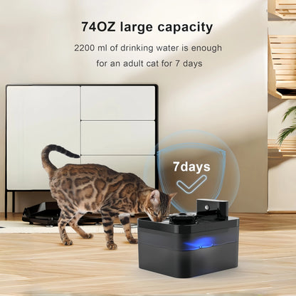 Smart Wireless Cat Water Fountain Cordless Rechargeable Battery Operated 2.2L Automatic Pet Water Dispenser with Motion Sensor