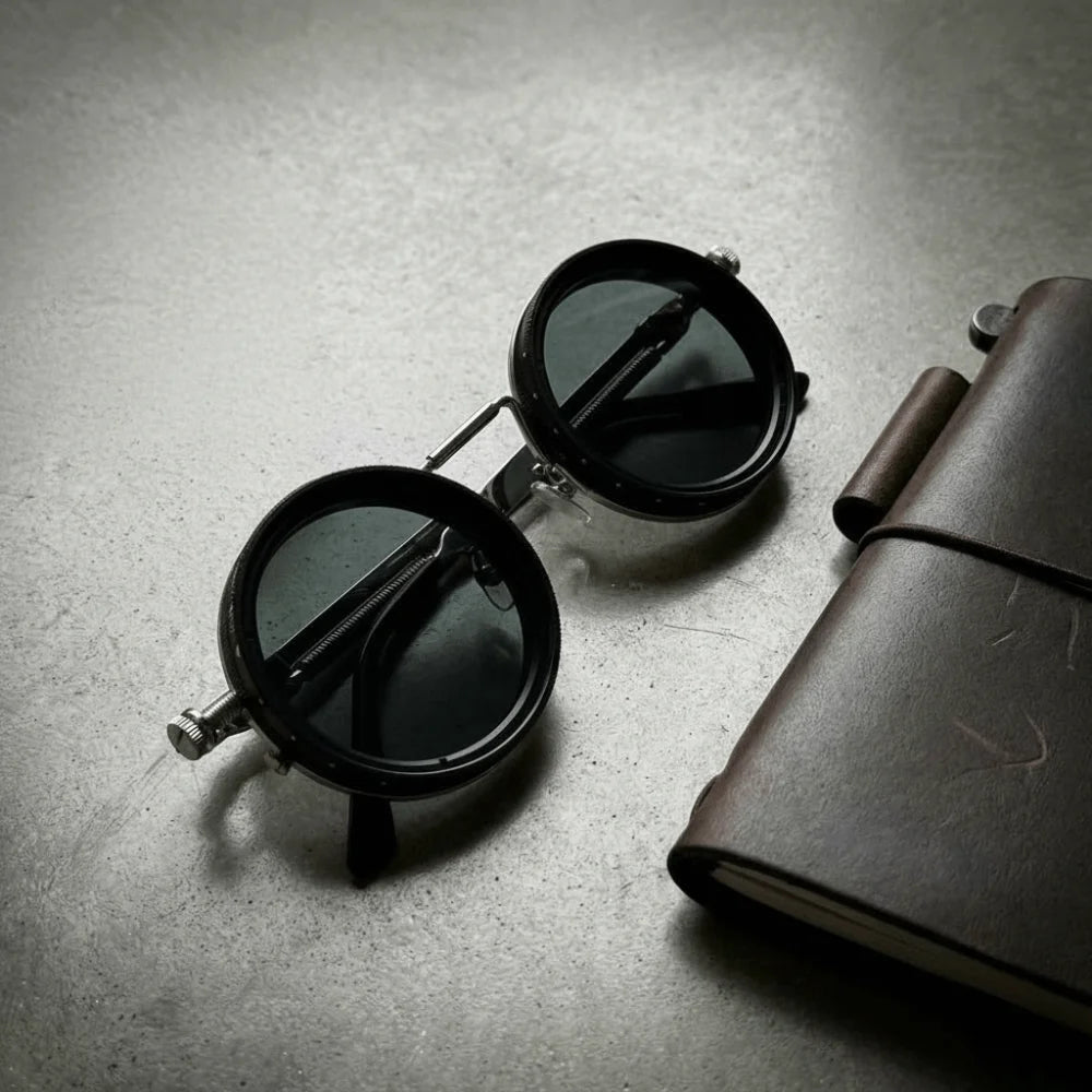 Round Frame Fishing Sunglasses Anti UV Protection Manual Rotating Adjustable Dimming Glasses TAC Metal ND Filter Sunglasses