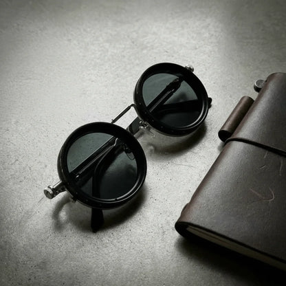 Round Frame Fishing Sunglasses Anti UV Protection Manual Rotating Adjustable Dimming Glasses TAC Metal ND Filter Sunglasses