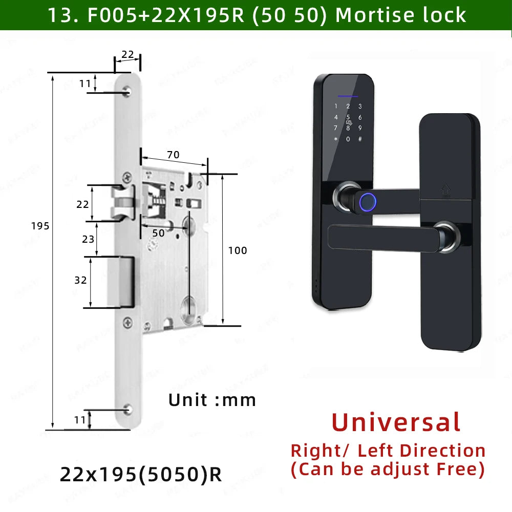 RAYKUBE F005 IP65 Waterproof Tuya Wifi Lock Electronic Smart Door Lock With Fingerprint/Smart Card/Password/Key/APP Unlock