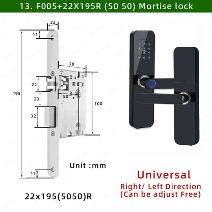 RAYKUBE F005 IP65 Waterproof Tuya Wifi Lock Electronic Smart Door Lock With Fingerprint/Smart Card/Password/Key/APP Unlock
