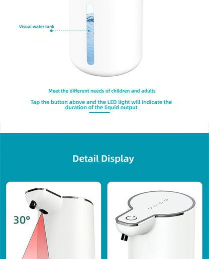 Waterproof Automatic Soap Dispenser 350ml Foaming Soap Dispenser Type C Rechargeable Electric  Adjustable Foam Soap Dispenser