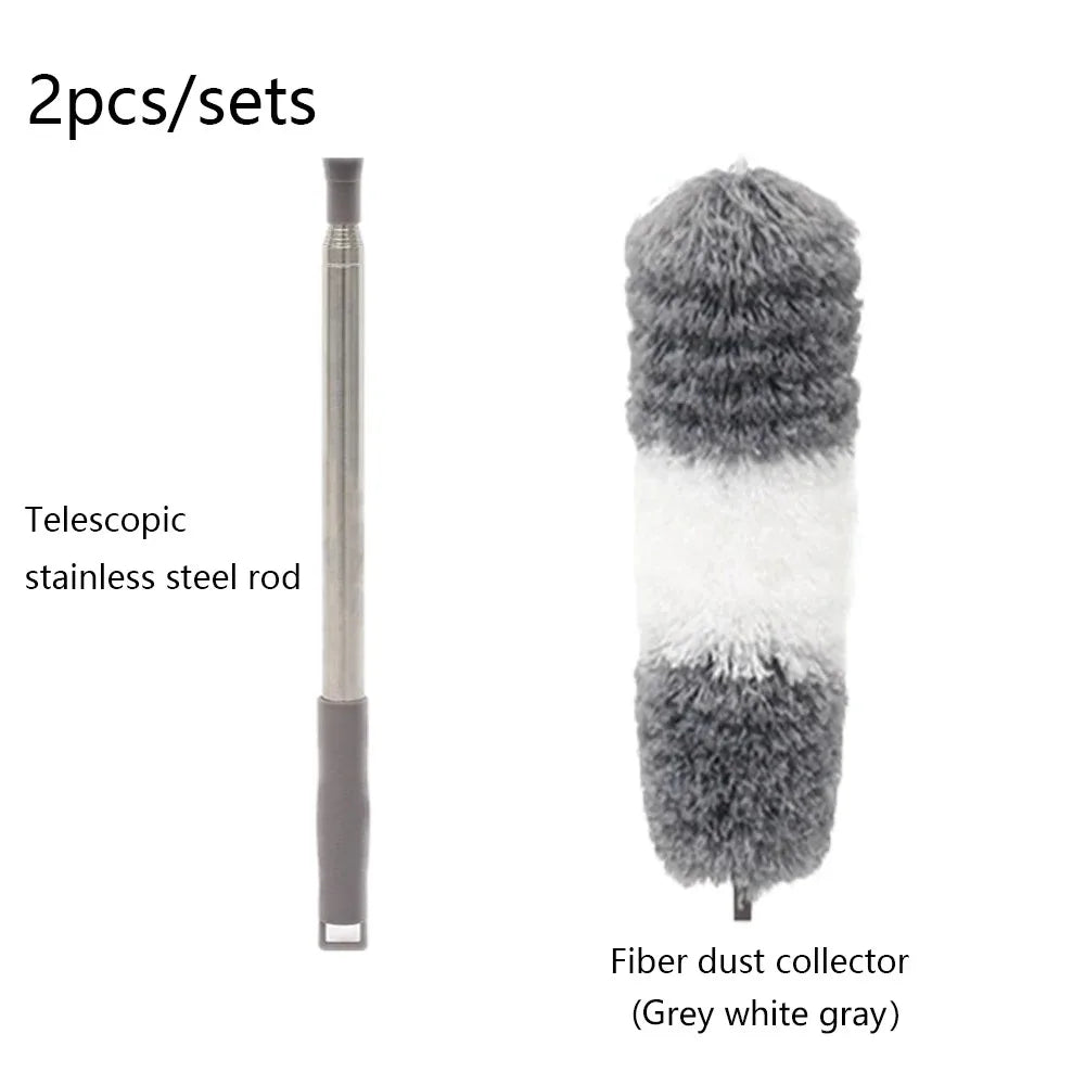Retractable Microfiber Gap Dust Cleaner with Extension Pole Reusable Bendable Long Handle Feather Duster Kit for House Cleaning