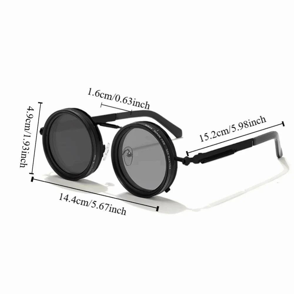 Round Frame Fishing Sunglasses Anti UV Protection Manual Rotating Adjustable Dimming Glasses TAC Metal ND Filter Sunglasses