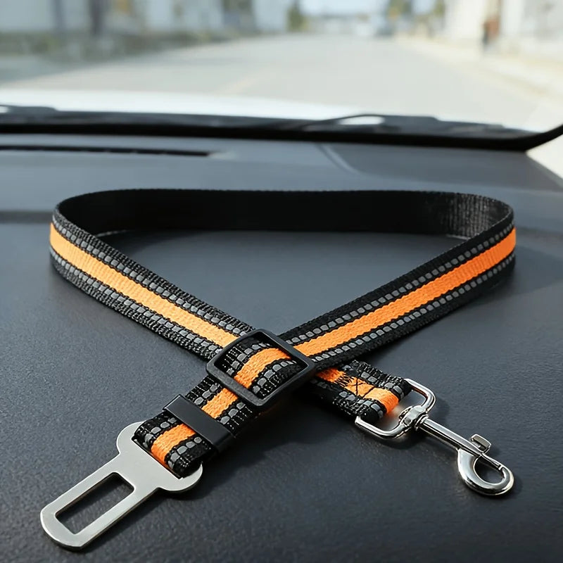 Pets Car Seat Belt, Attaches To Harness & Collar, Adjustable Travel Restraint Fits Small - Large Pups for Safety & Comfort