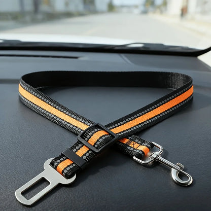 Pets Car Seat Belt, Attaches To Harness & Collar, Adjustable Travel Restraint Fits Small - Large Pups for Safety & Comfort