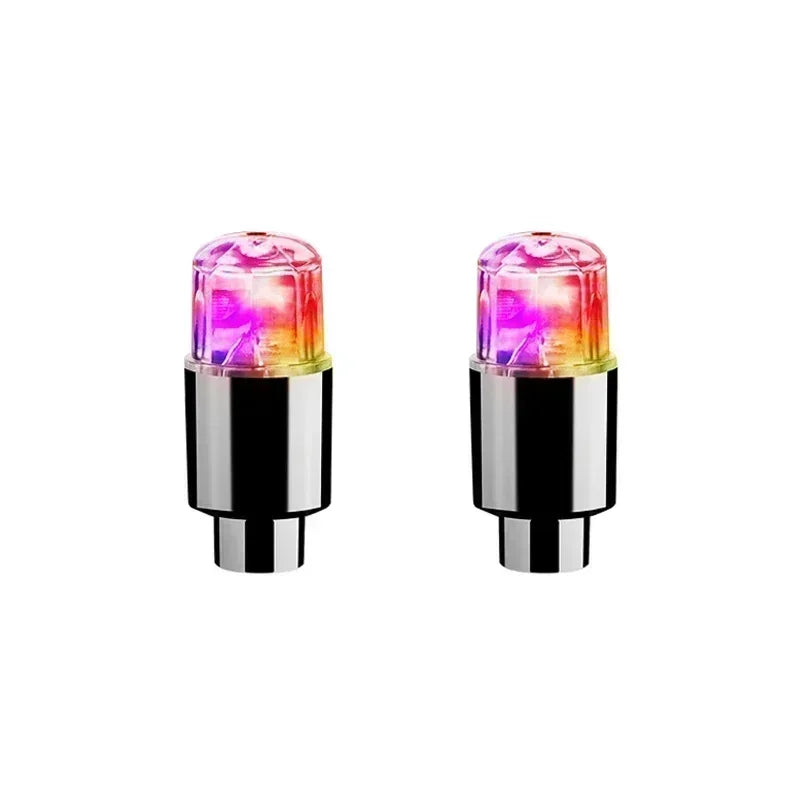 2PCS Colorful LED Wheel Valve Lights Motorcycle Car Wheel Tire Valve Caps Universal Dustproof Bicycle Valve Cover