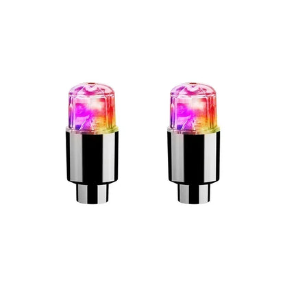 2PCS Colorful LED Wheel Valve Lights Motorcycle Car Wheel Tire Valve Caps Universal Dustproof Bicycle Valve Cover