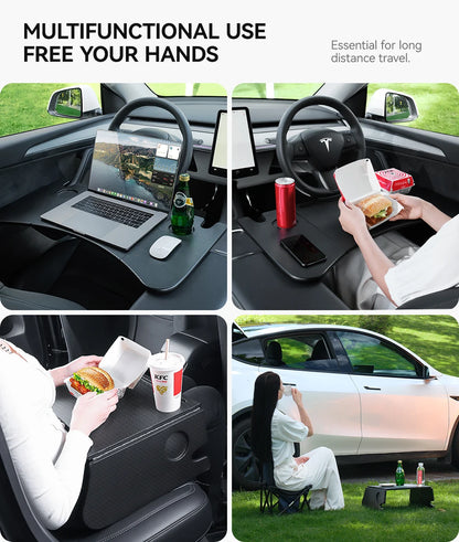 For Tesla Model XS 3 Y Highland Juniper 2018-2025 Steering Wheel Laptop Tray Food Desk Portable Office Table Car Accessories