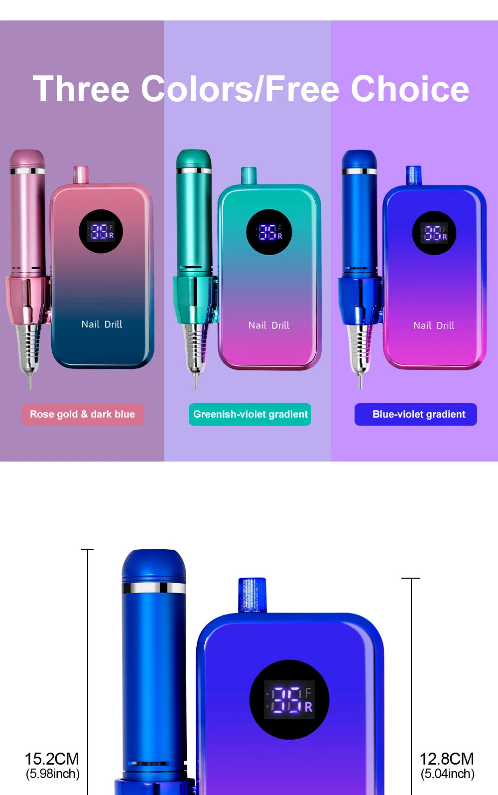 Professional 35000RPM Electric Nail Drill Rechargeable Electric Portable Nail Sander File Low Noise with Polishing Kit Tool