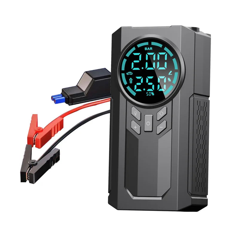 3 In 1 Portable 12V Car Jump Starter Power Bank Air Compressor Cordless Electric Car Air Pump With Emergency Start Power Supply