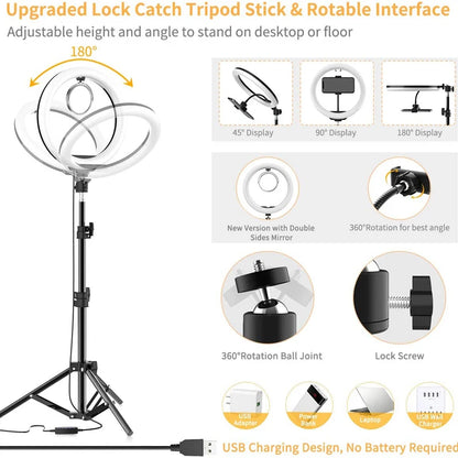 12 inch LED Ring light Photography Lighting Phone Ringlight With Tripod Stand USB Round Fill Lamp for Youtube Phone Video Live