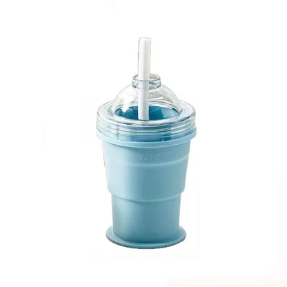 2-in-1 Portable Silicone Ice Ball Maker Cup Foldable Leak-Proof Travel Mug Kitchen Tools for Juice & Cocktails Summer Essential