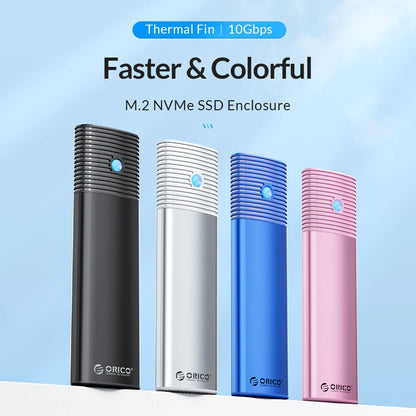 ORICO M2 NVMe SSD Enclosure 10Gbps PCIe M.2 NVMe SATA SSD Case Portable USB C 3.2Gen2 Tool Free External Adapter with Metal Heat