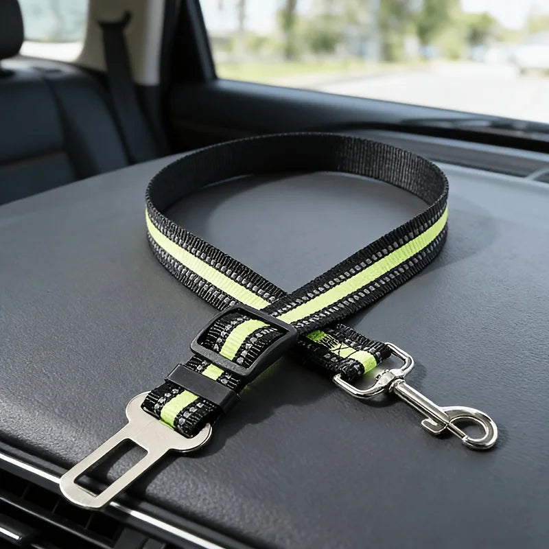 Pets Car Seat Belt, Attaches To Harness & Collar, Adjustable Travel Restraint Fits Small - Large Pups for Safety & Comfort