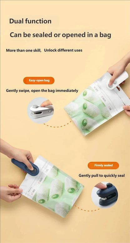 Mini Sealing Machine USB Rechargable Heat Sealer Storage Bag Plastic Package Food Sealer Clip Bag Handheld Food Heat Sealer