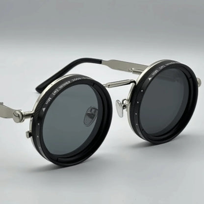 Round Frame Fishing Sunglasses Anti UV Protection Manual Rotating Adjustable Dimming Glasses TAC Metal ND Filter Sunglasses