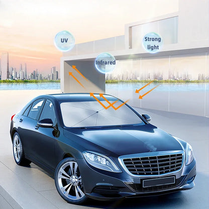 Car Windshield Sun Shade, Foldable Umbrella Sunshade/Cover for Most Cars Reflective Sunshade for Car Front Windshield