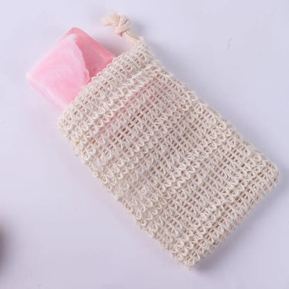 Natural Cotton Linen Foaming Soap Bag Saver Net Mesh Massage Exfoliator Pouch Bathing Bubble Maker Cleaning Tool 1/2/5pcs