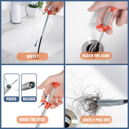 35.5in drain clog remover , 25-inch drain snake dehair remover and cleaning brush , hair catcher drain auger cleaning tool set