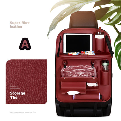 Car Seat Back Organizer with Foldable Table Tray Multi-functional Storage Organizer Pockets Kick Mats Seat Interior Accessories