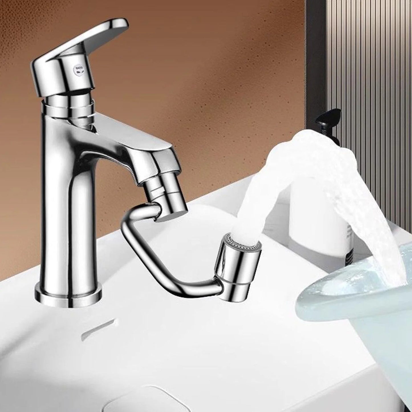 Flexiflow Rotating Faucet Extender Stainless Steel Valve Core Corrosion-Resistant for Kitchen Bathroom Sink Faucets