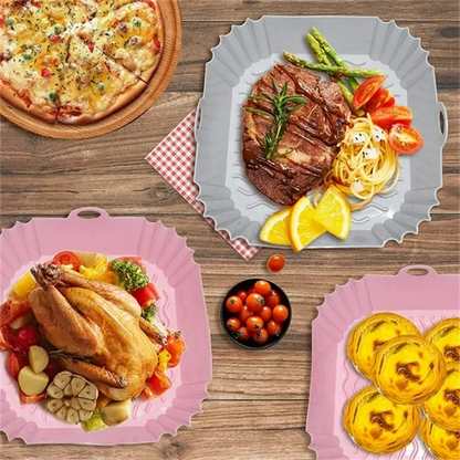 Silicone Air Fryer Liners, Replacement of Parchment Paper Liner - Reusable & Heat Resistant Air Fryer Silicone Baking Tray