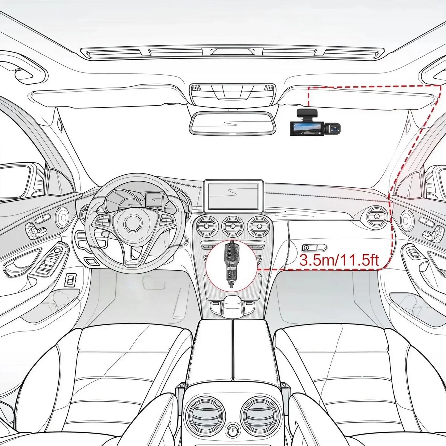 1080P Dual Lens Dash Camera Front and Rear Car Driving Recorder with Night Vision G Sensor 316 Inch IPS Display