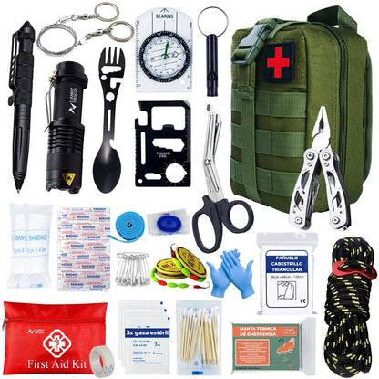 2025 Full Military Survival Kit Emergency Package Car Breaker Survival Equipment Accessories with First Aid Kit