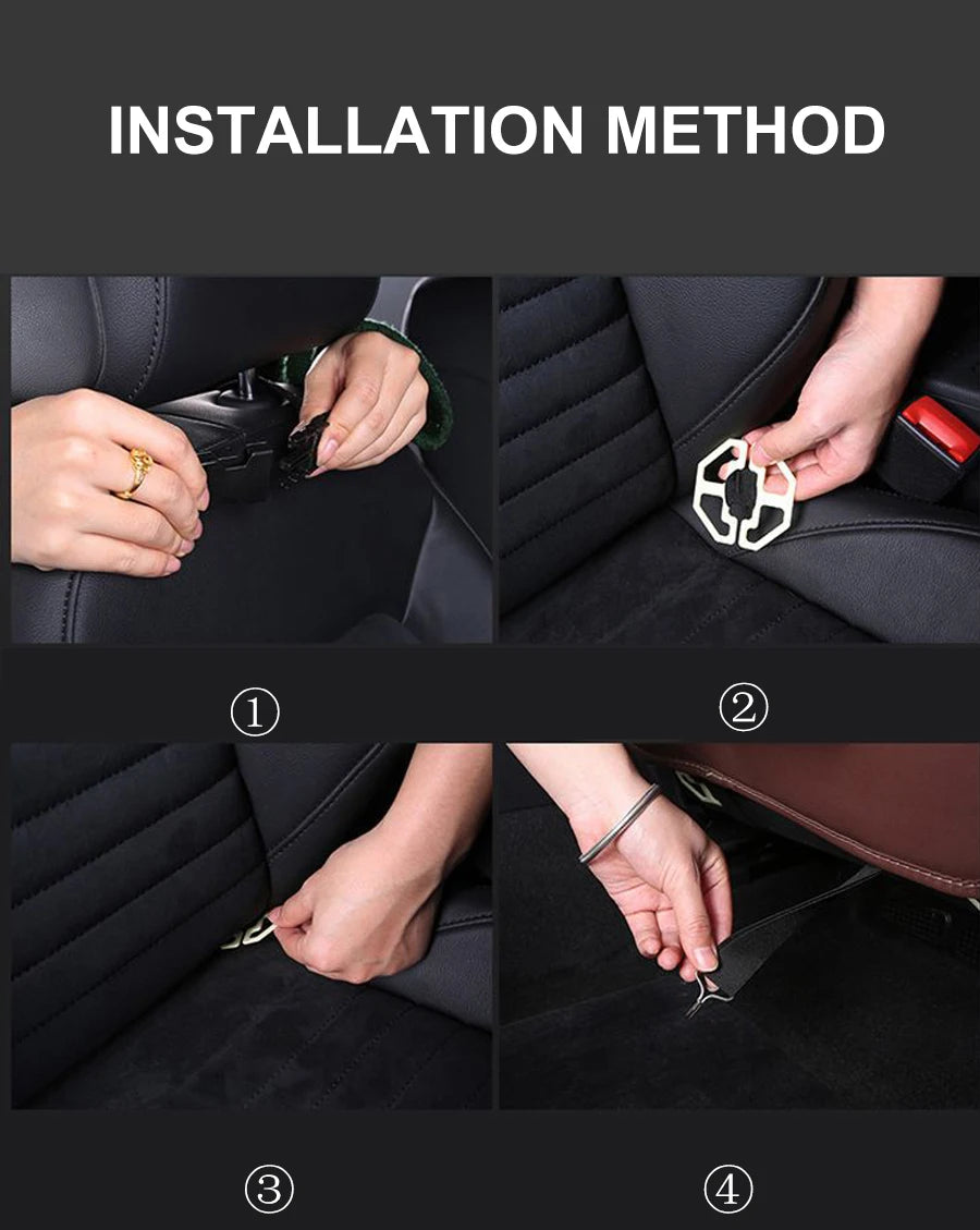 Car Seat Back Organizer with Foldable Table Tray Multi-functional Storage Organizer Pockets Kick Mats Seat Interior Accessories