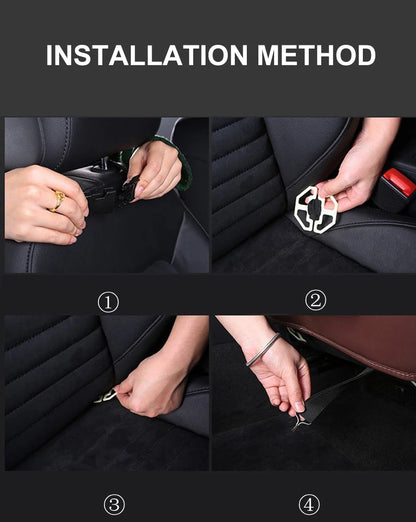 Car Seat Back Organizer with Foldable Table Tray Multi-functional Storage Organizer Pockets Kick Mats Seat Interior Accessories