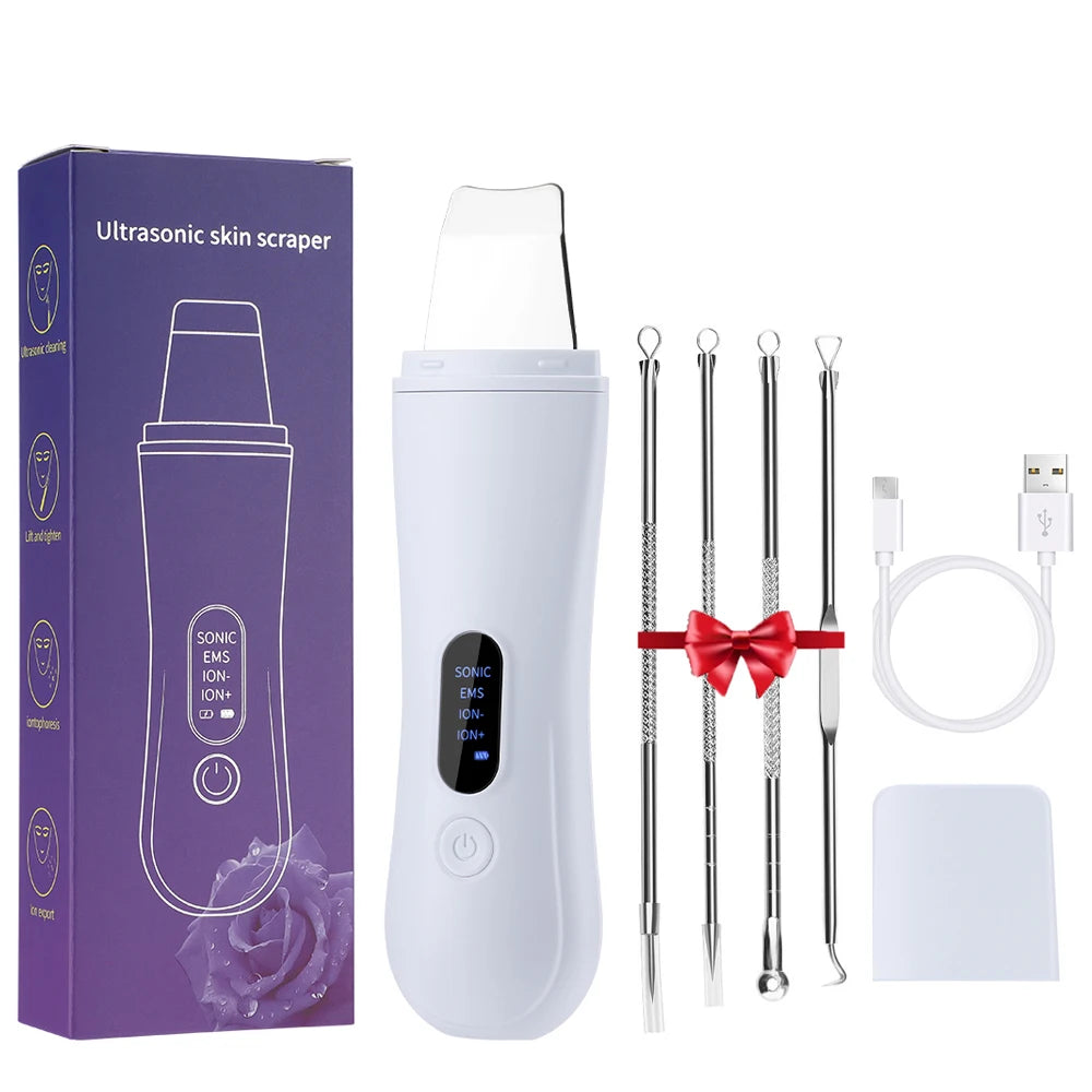 Electric Vacuum Blackhead Remover EMS Ultrasonic Skin Scrubber Spatula Pimple Acne Needle Tool Facial Pore Cleaner Skin Care Set