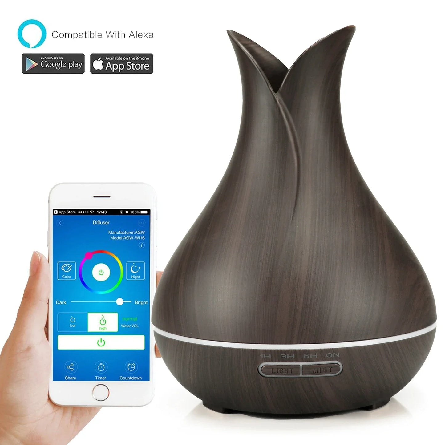 WiFi Smart Air Humidifier 400ml Essential Oil Diffuser Aromatherapy Ultrasonic Air Humidifiers Cool Mist Sprayer Humidificador