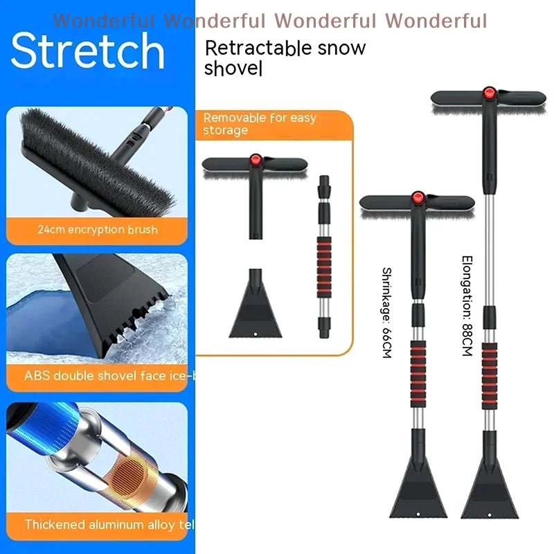 1PC Snow Shovel Detachable Windshield Cleaner Extendable Winter Car Cleaner Multifunctional Tool with Ice Scraper Brush
