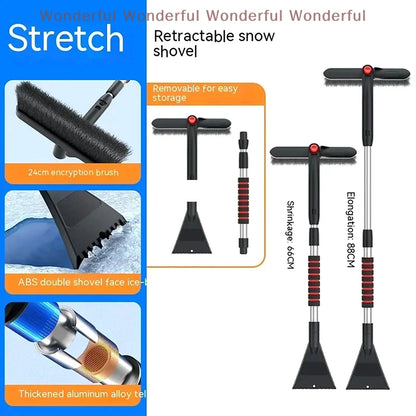 1PC Snow Shovel Detachable Windshield Cleaner Extendable Winter Car Cleaner Multifunctional Tool with Ice Scraper Brush