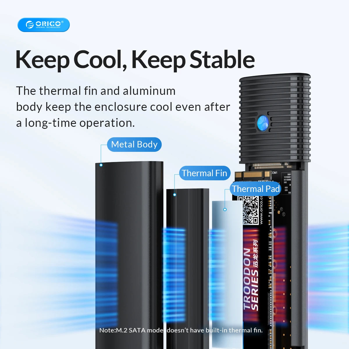 ORICO M2 NVMe SSD Enclosure 10Gbps PCIe M.2 NVMe SATA SSD Case Portable USB C 3.2Gen2 Tool Free External Adapter with Metal Heat