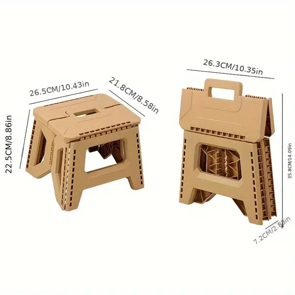 Folding Step Stool Strong Load-bearing Heavy-Duty Chair Travel Use Compact Collapsible Chair with Handle Camping Supplies