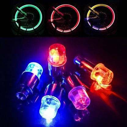2PCS Colorful LED Wheel Valve Lights Motorcycle Car Wheel Tire Valve Caps Universal Dustproof Bicycle Valve Cover