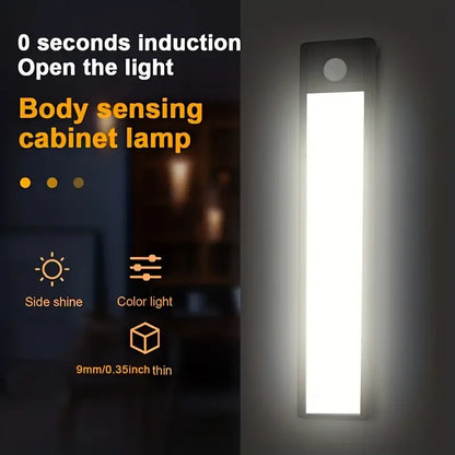 Intelligent Cabinet Light Human Body Induction Light Magnetic Suction Bedroom Bedside Wardrobe Charging Long Strip Night Light