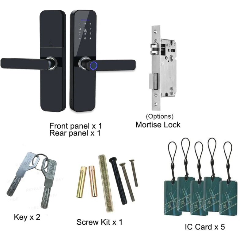 RAYKUBE F005 IP65 Waterproof Tuya Wifi Lock Electronic Smart Door Lock With Fingerprint/Smart Card/Password/Key/APP Unlock