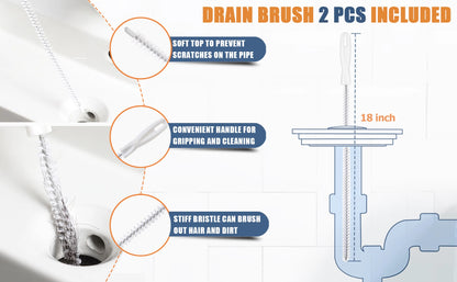 35.5in drain clog remover , 25-inch drain snake dehair remover and cleaning brush , hair catcher drain auger cleaning tool set