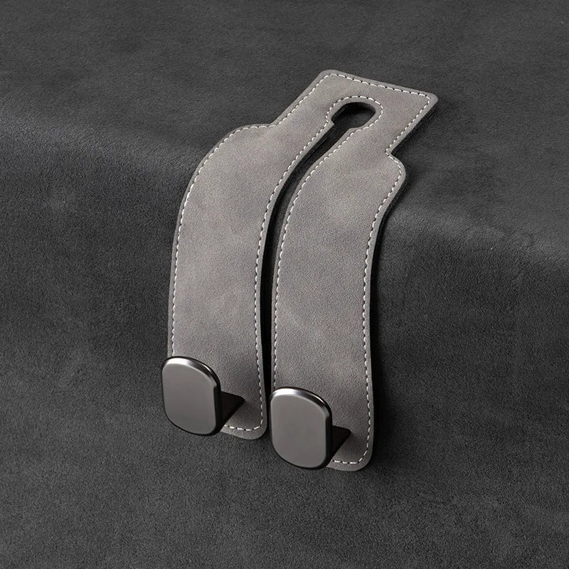 Quality Car Headrest Hook Premium Suede Rear Seat Hanging Dual Hook 20KG Large Load-Bearing Alloy Hook Hanger Universal